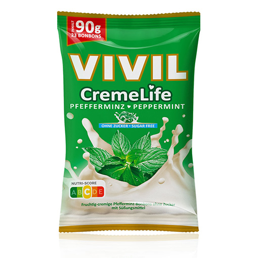 VIVIL Creme Life Pfefferminz Sahnebonbons ohne Zucker | 90g