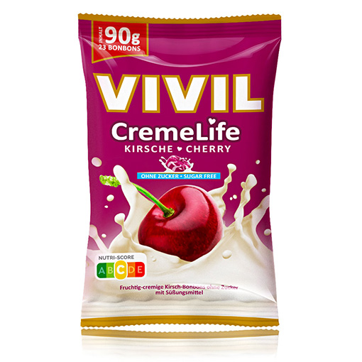 VIVIL Creme Life Kirsche Sahnebonbons ohne Zucker | 90g