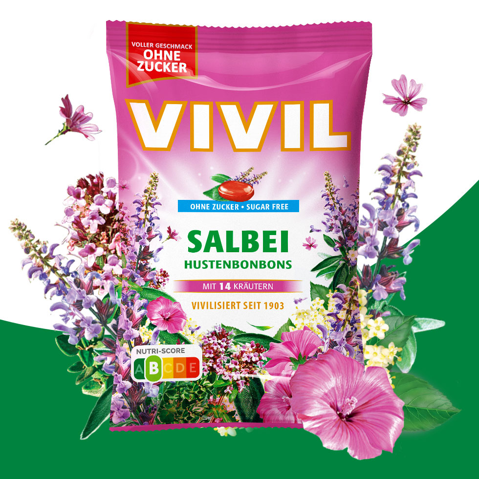 VIVIL Salbei Hustenbonbons ohne Zucker | 120g