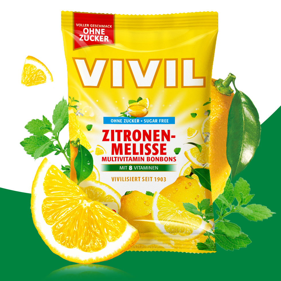 VIVIL Zitronenmelisse Multivitaminbonbons ohne Zucker | 120g