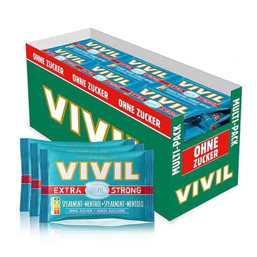 VIVIL Extra Strong Spearmint-Menthol ohne Zucker | 26 x 3er Pack