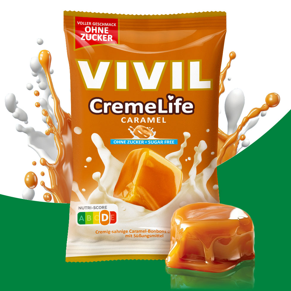 VIVIL Creme Life Caramel Sahnebonbons ohne Zucker | 90g