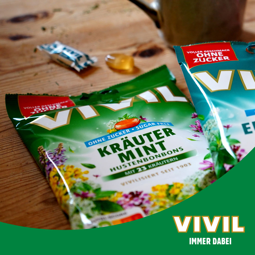 VIVIL Kräuter-Mint Hustenbonbons ohne Zucker | 120g