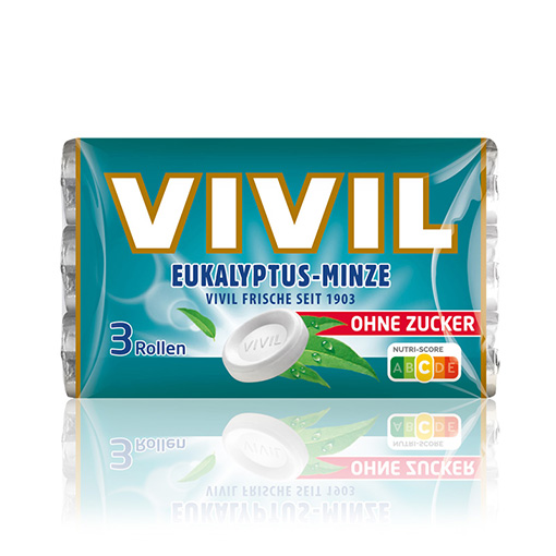 VIVIL Eukalyptus-Minze Pastille ohne Zucker | 3er Pack