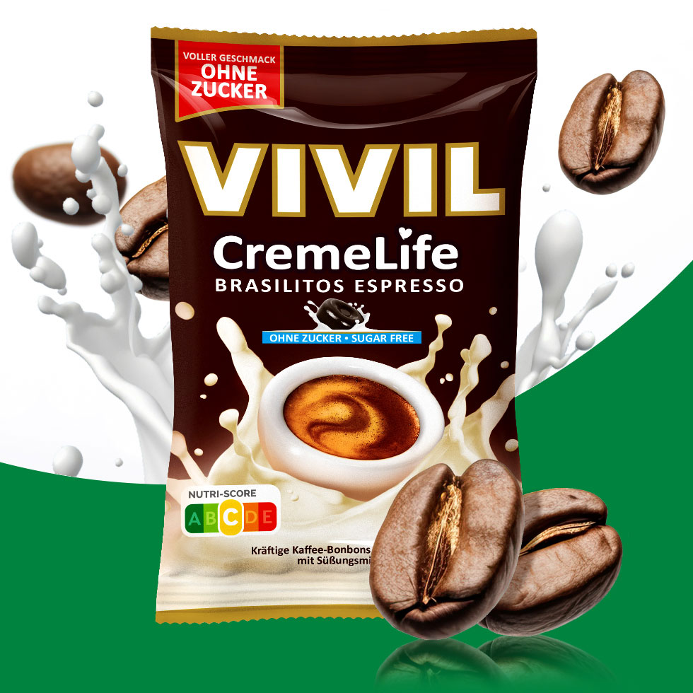 VIVIL Creme Life Brasilitos Espresso Sahnebonbons ohne Zucker | 90g