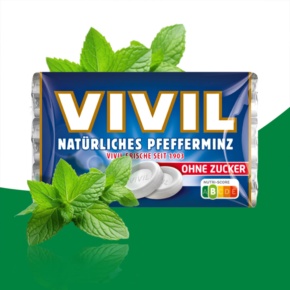 VIVIL Natürliches Pfefferminz Pastillen ohne Zucker | 3er Pack