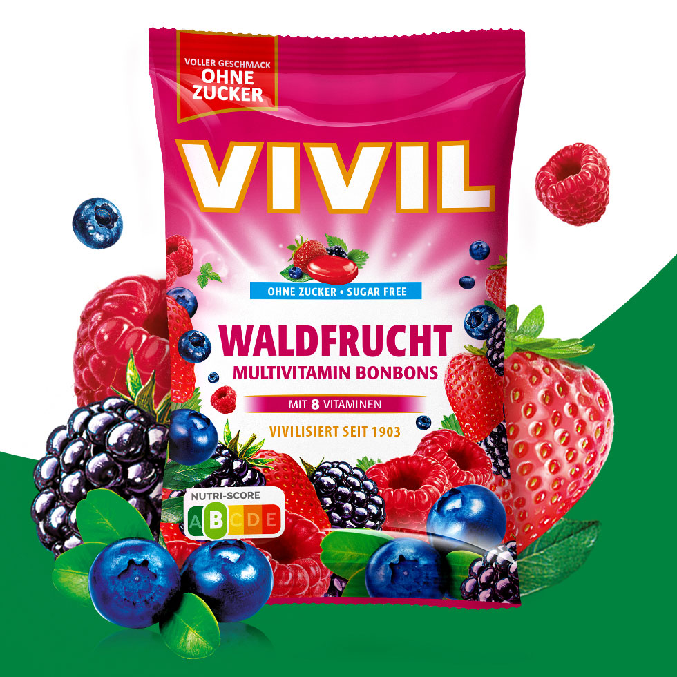 VIVIL Waldfrucht Multivitaminbonbons ohne Zucker | 120g