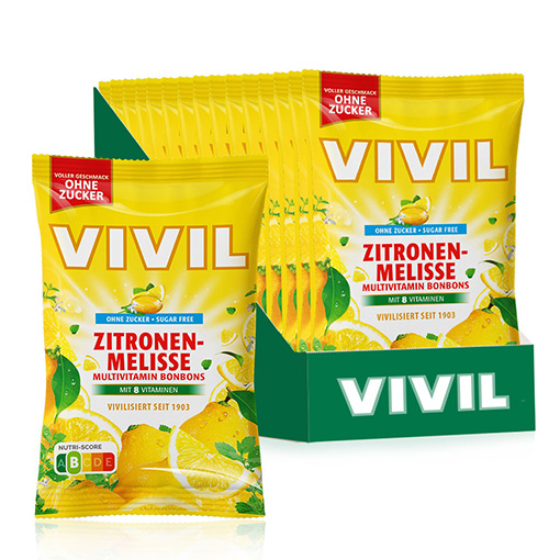 VIVIL Zitronenmelisse Multivitaminbonbons ohne Zucker | 15 Beutel