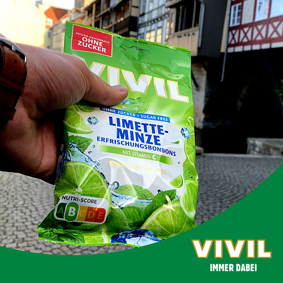 VIVIL Limette-Minze Erfrischungsbonbons ohne Zucker | 120g