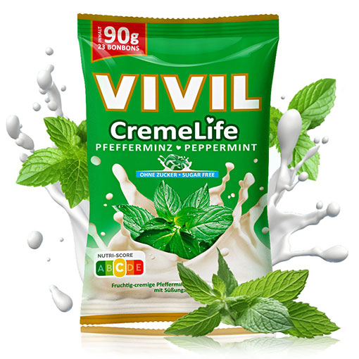VIVIL Creme Life Pfefferminz Sahnebonbons ohne Zucker | 90g