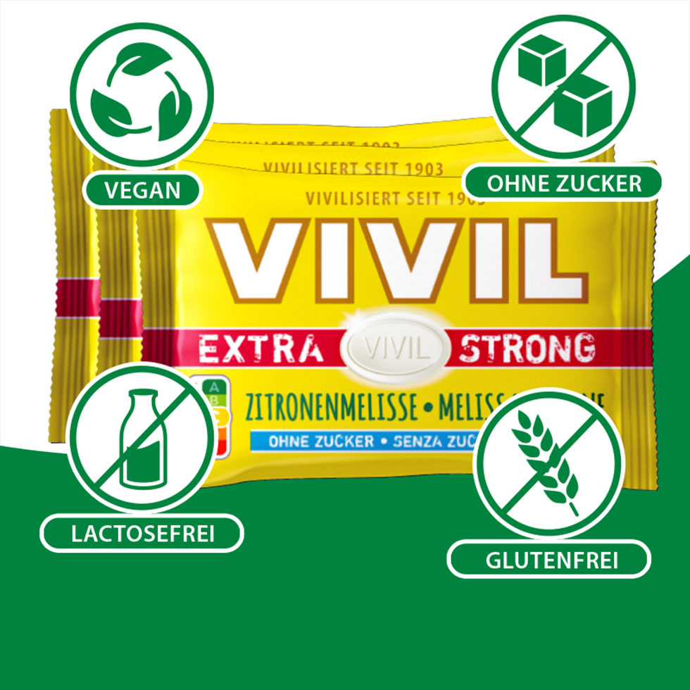 VIVIL Extra Strong Zitronenmelisse ohne Zucker | 3er Pack