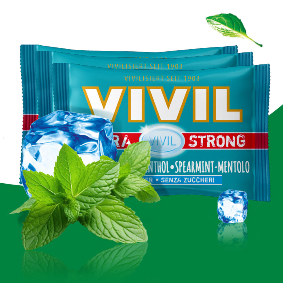 VIVIL Extra Strong Spearmint-Menthol ohne Zucker | 3er Pack