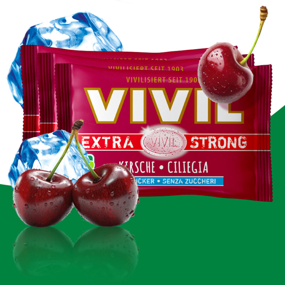 VIVIL Extra Strong Kirsche ohne Zucker | 3er Pack