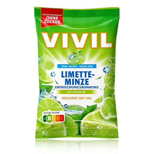 VIVIL Limette-Minze Erfrischungsbonbons ohne Zucker | 120g