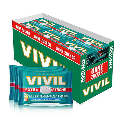 VIVIL Extra Strong Eukalyptus-Menthol ohne Zucker | 26 x 3er Pack