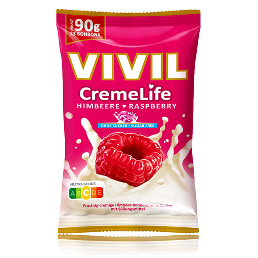 VIVIL Creme Life Himbeere Sahnebonbons ohne Zucker | 90g