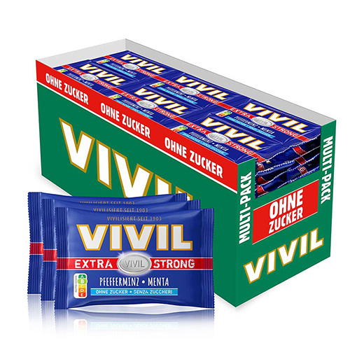 VIVIL Extra Strong Pfefferminz ohne Zucker | 26 x 3er Pack