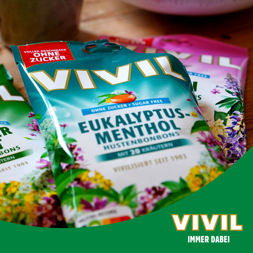 VIVIL Eukalyptus-Menthol Hustenbonbons ohne Zucker | 120g